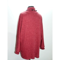 Melanżowy luźny sweter OVERSIZE z golfem - wiśniowy